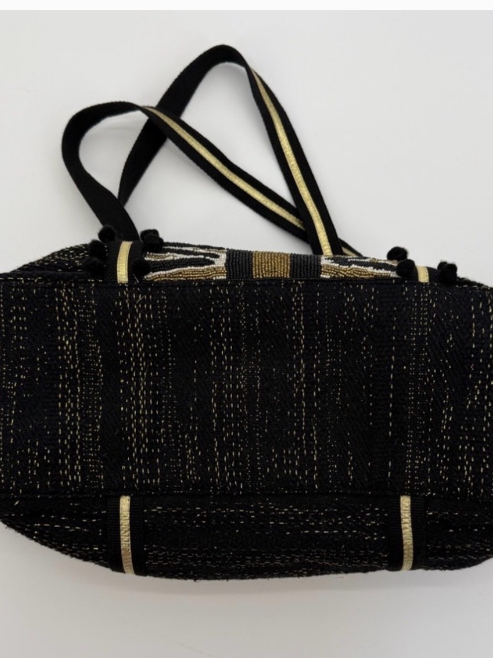America & Beyond Hand beaded Black Tote - Picture 2 of 7